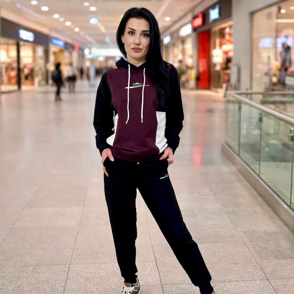 Set din bumbac „Sofia” – Confort Premium bordo