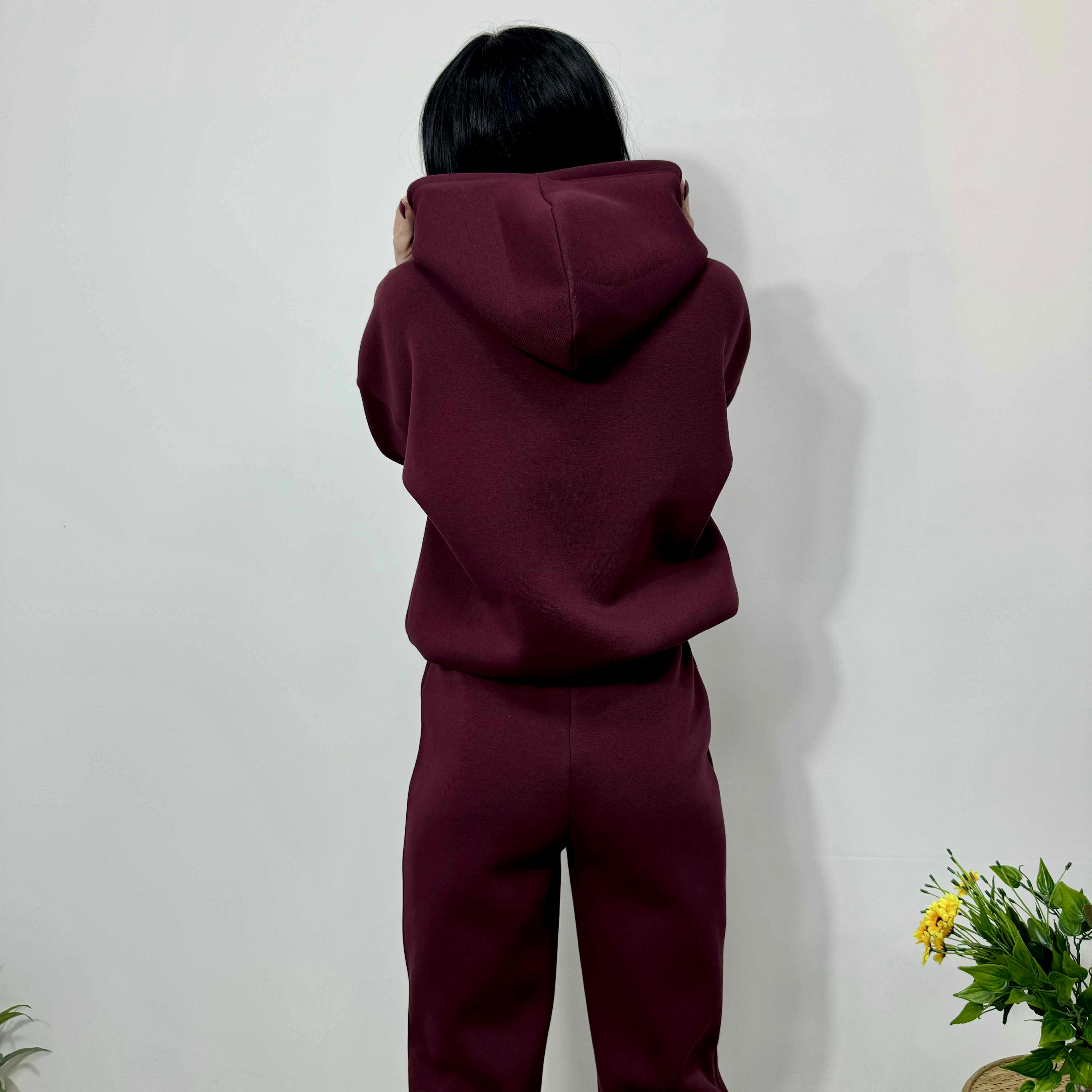 Set din două piese matlasat MIST cu glugă, bordo