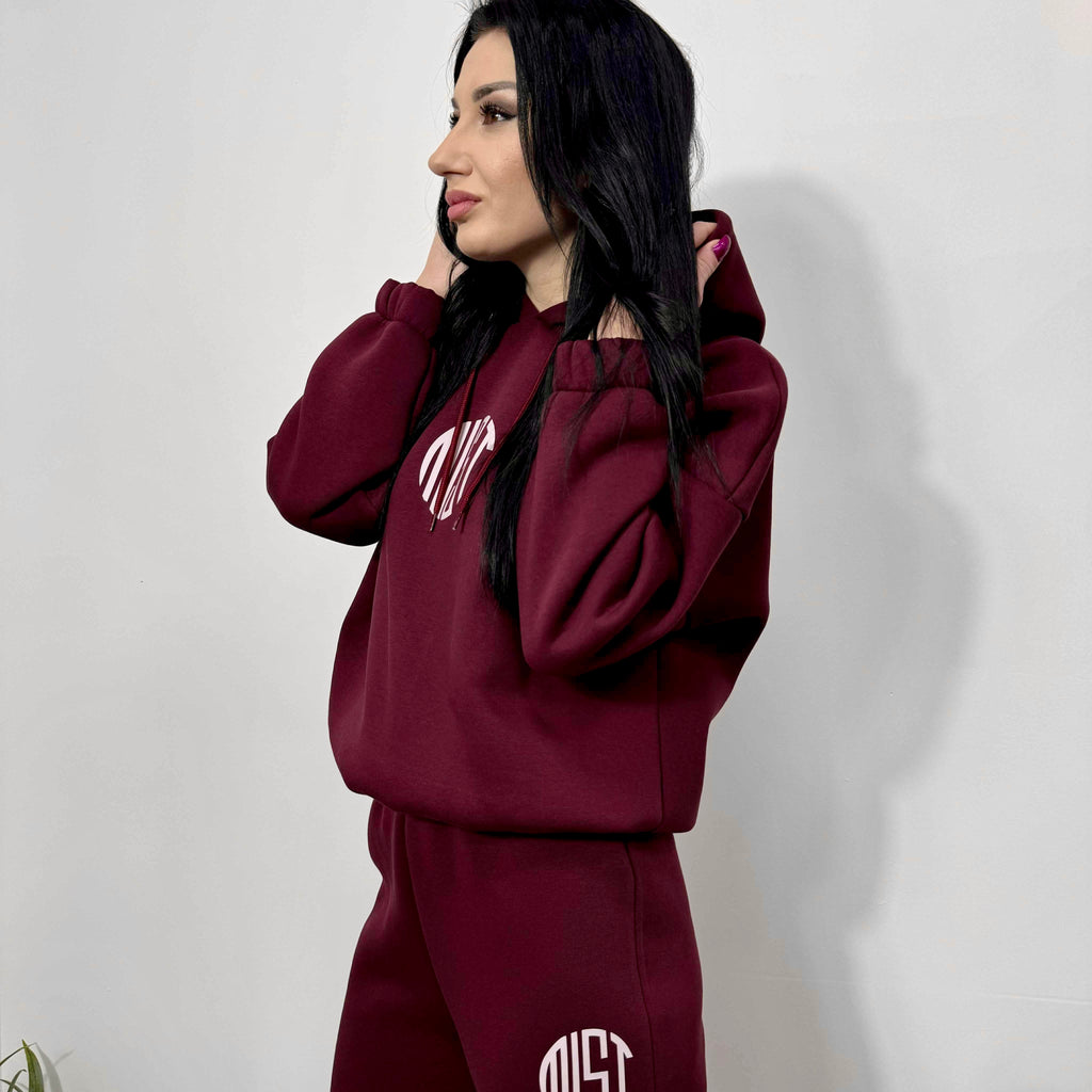 Set din două piese matlasat MIST cu glugă, bordo