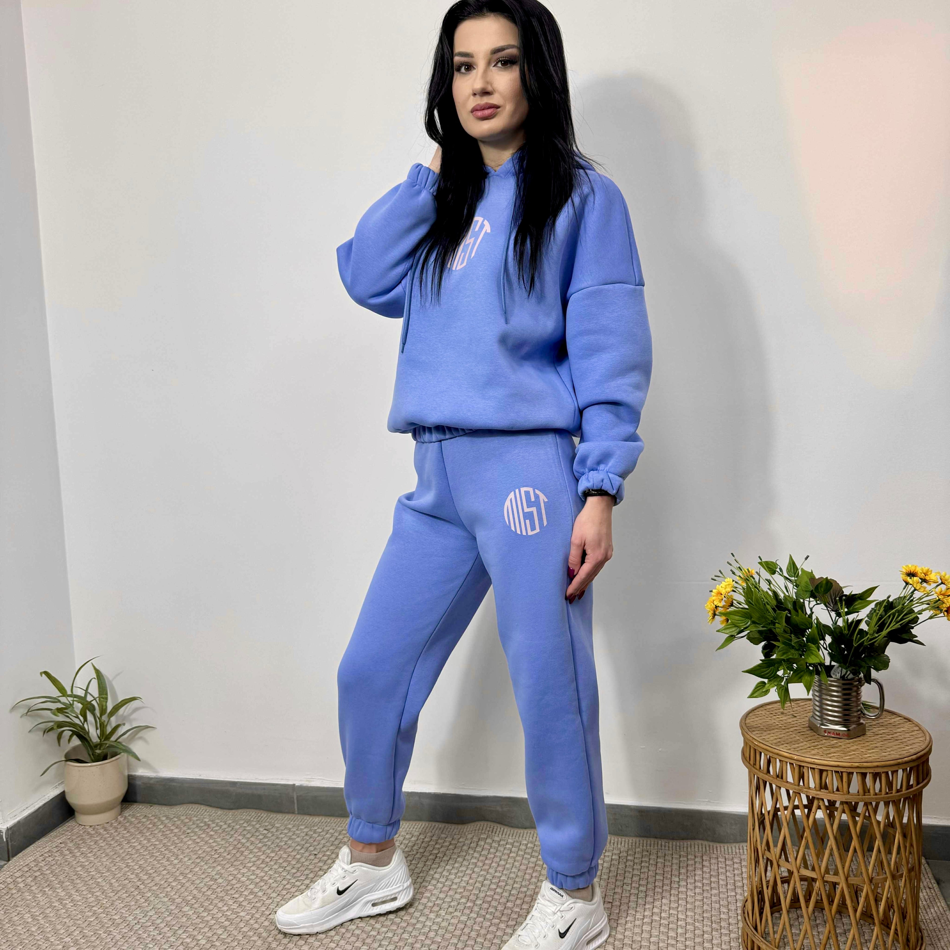 Set din două piese matlasat MIST cu glugă, albastru ciel