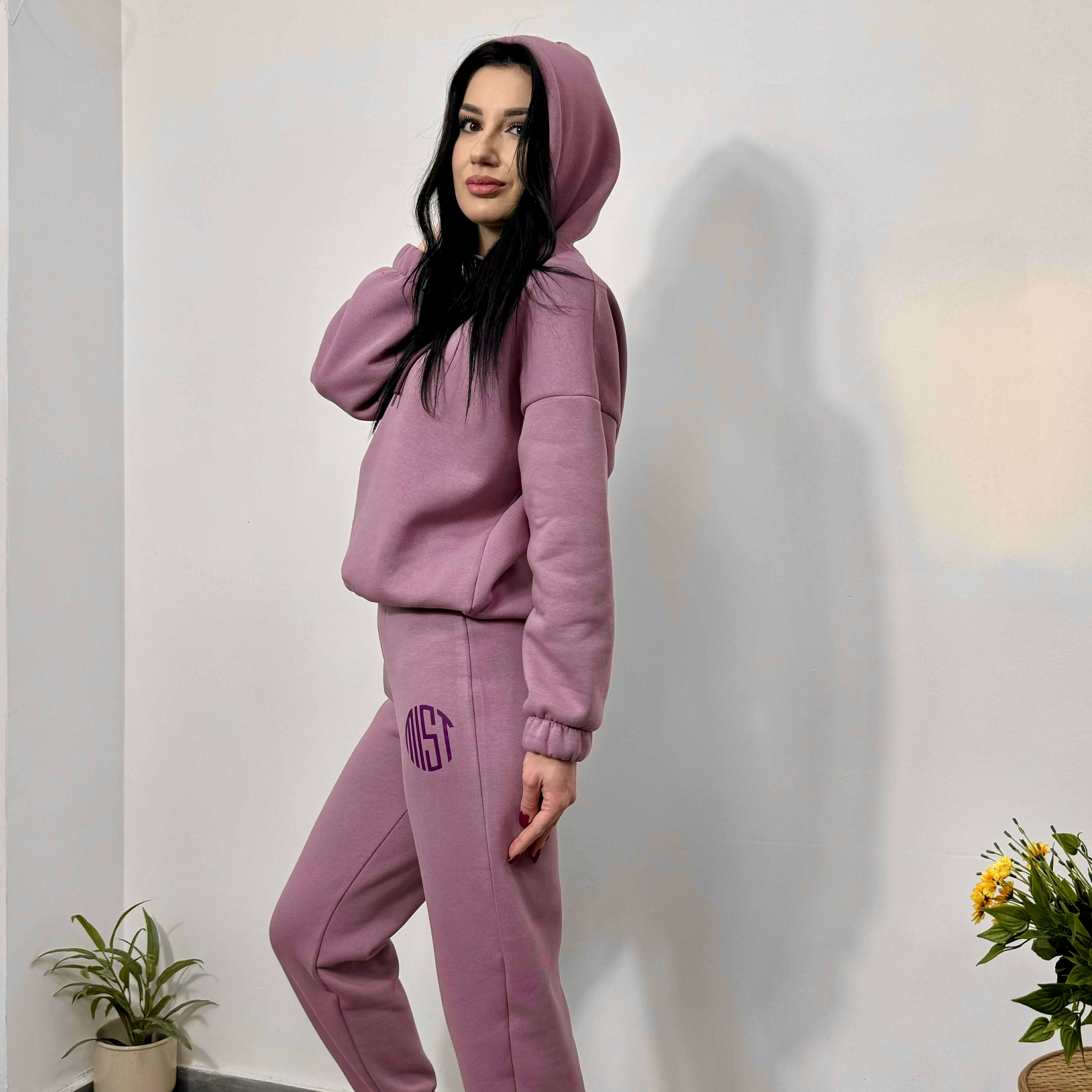 Set din două piese matlasat MIST cu glugă, dusty rose (praf de trandafir)