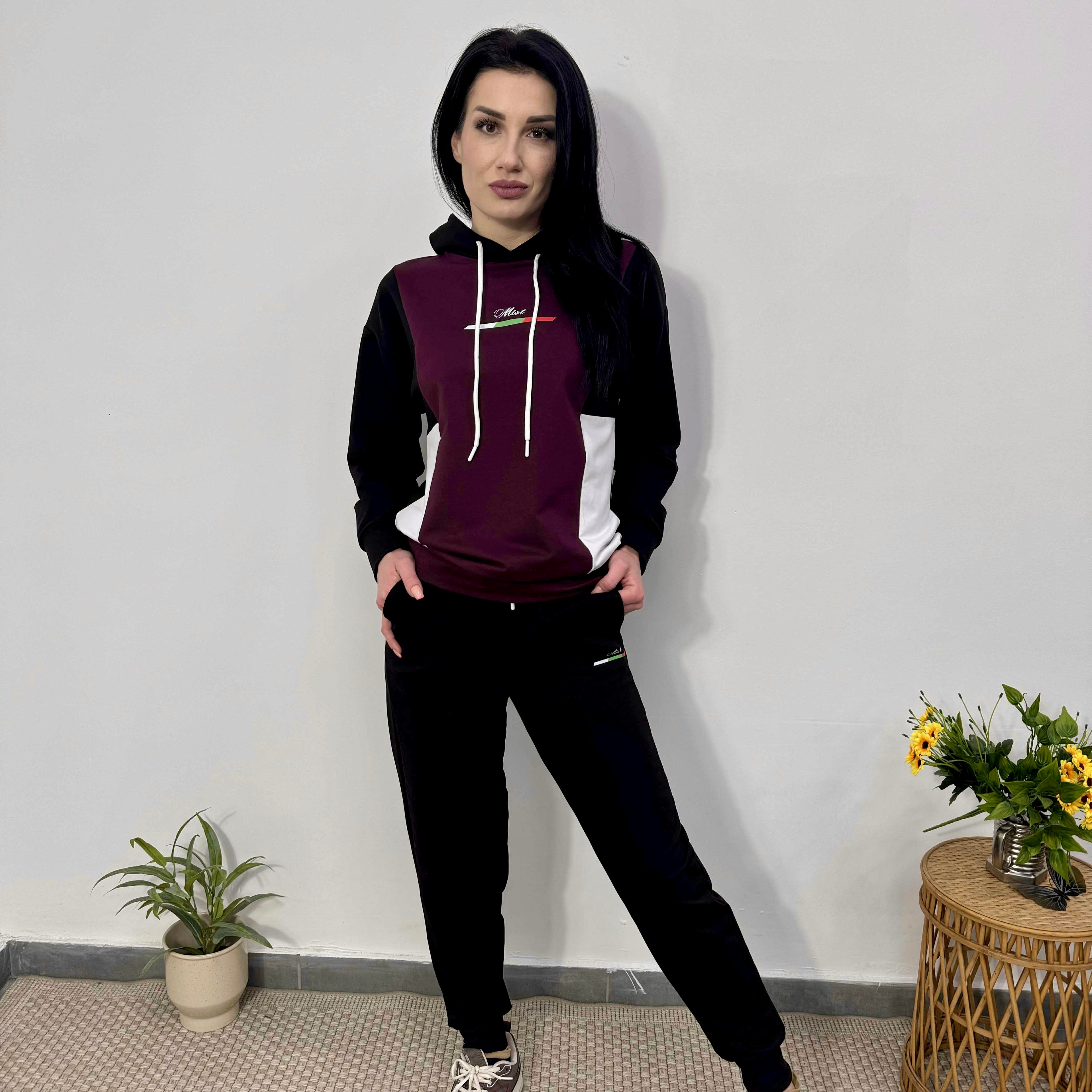 Set din bumbac „Sofia” – Confort Premium bordo