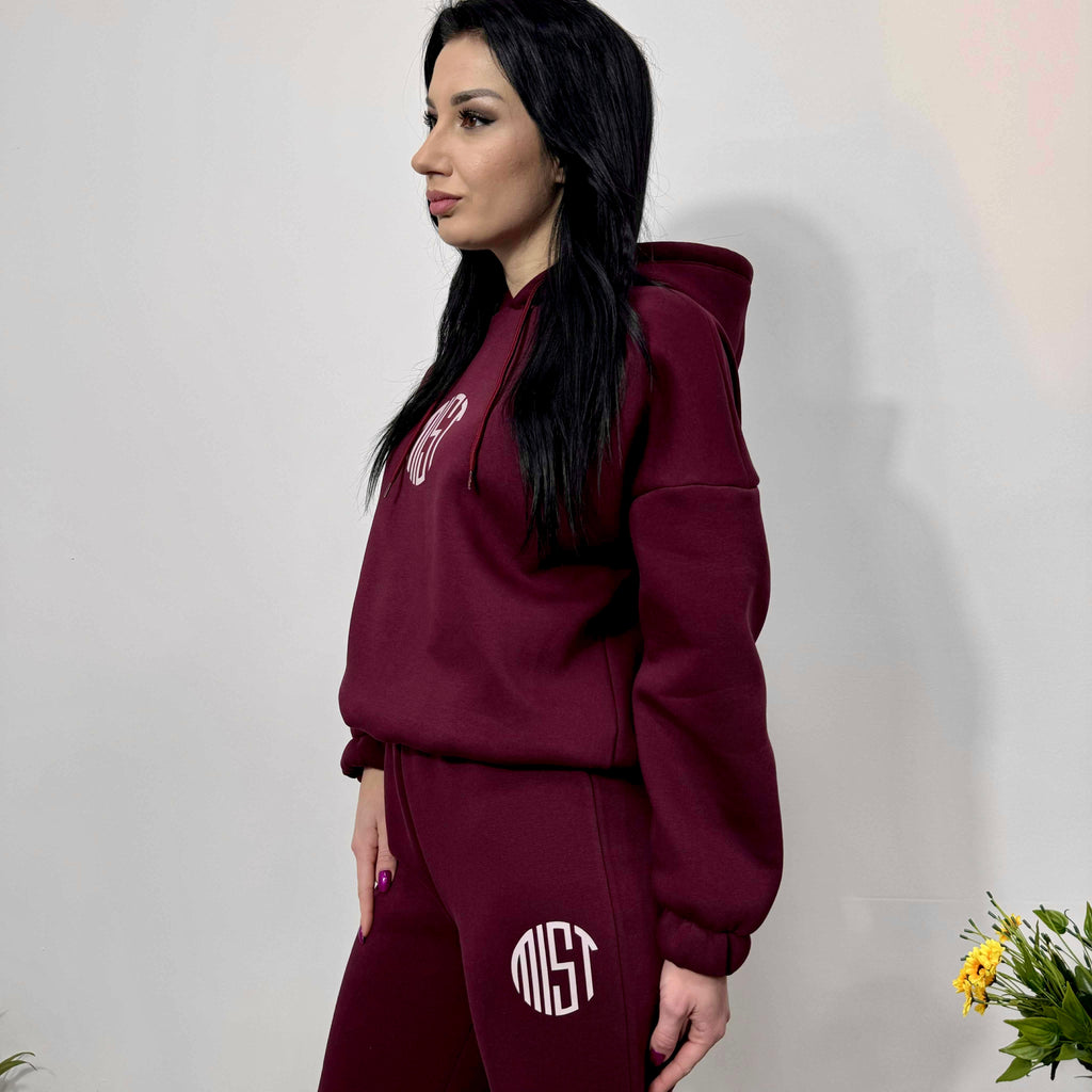 Set din două piese matlasat MIST cu glugă, bordo