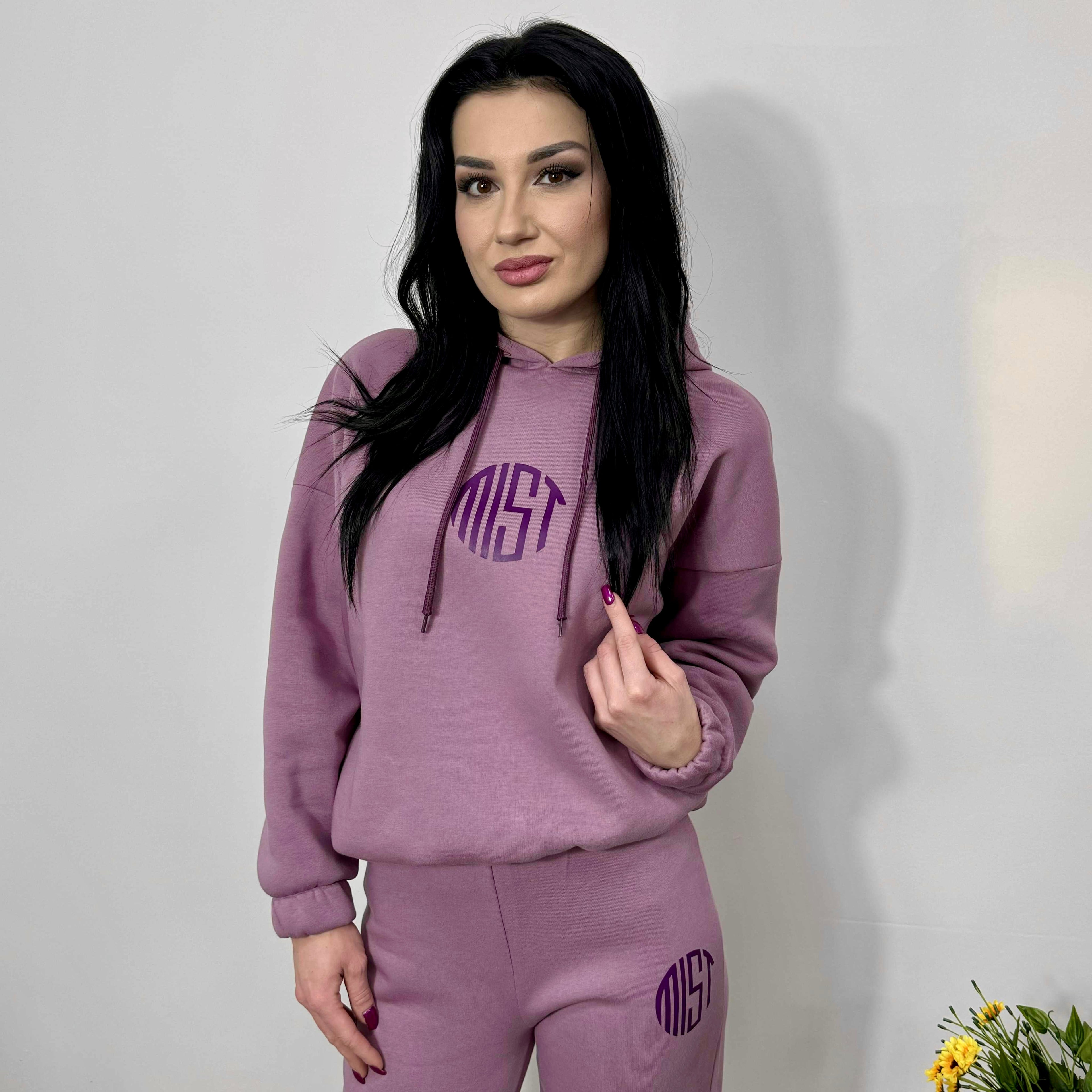 Set din două piese matlasat MIST cu glugă, dusty rose (praf de trandafir)