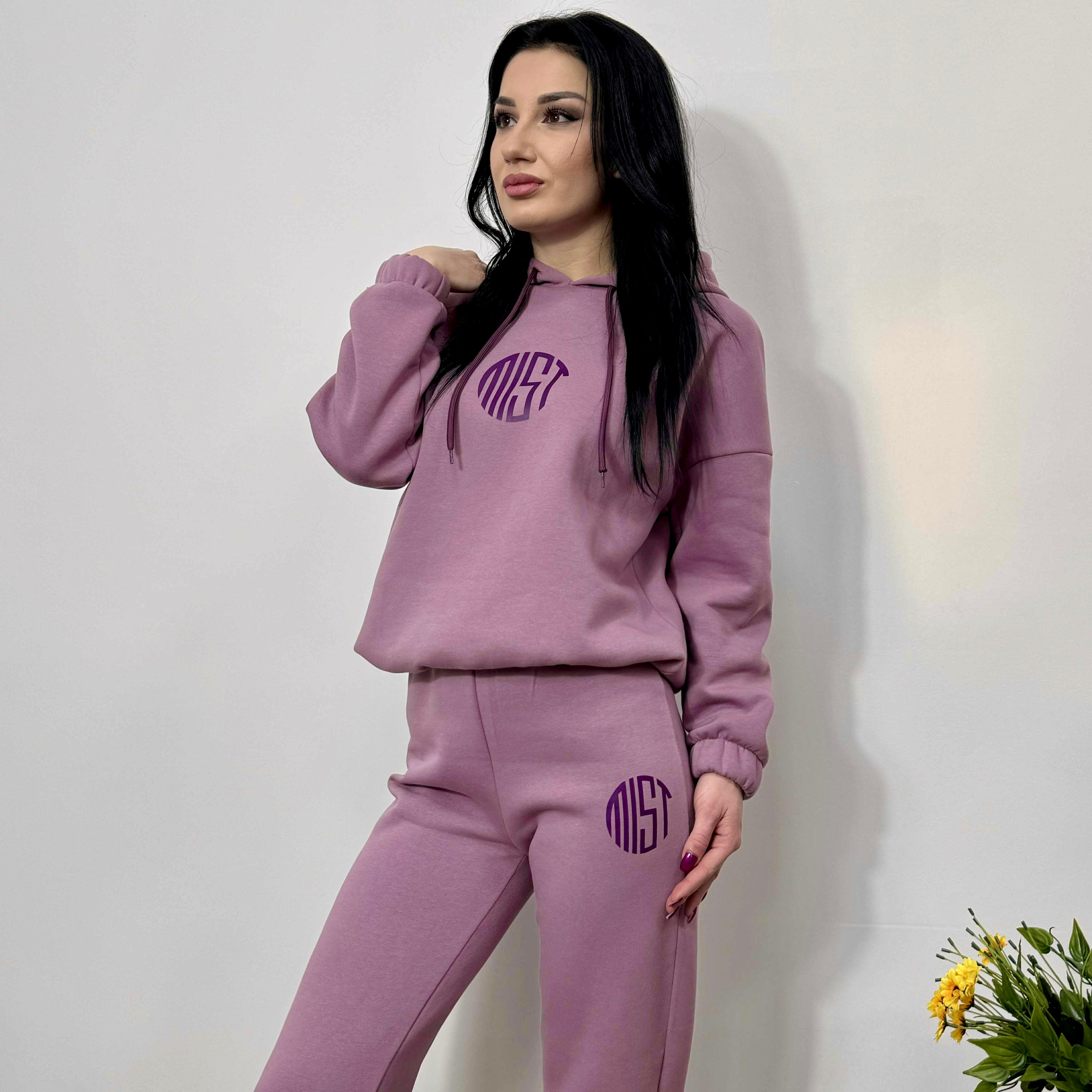 Set din două piese matlasat MIST cu glugă, dusty rose (praf de trandafir)