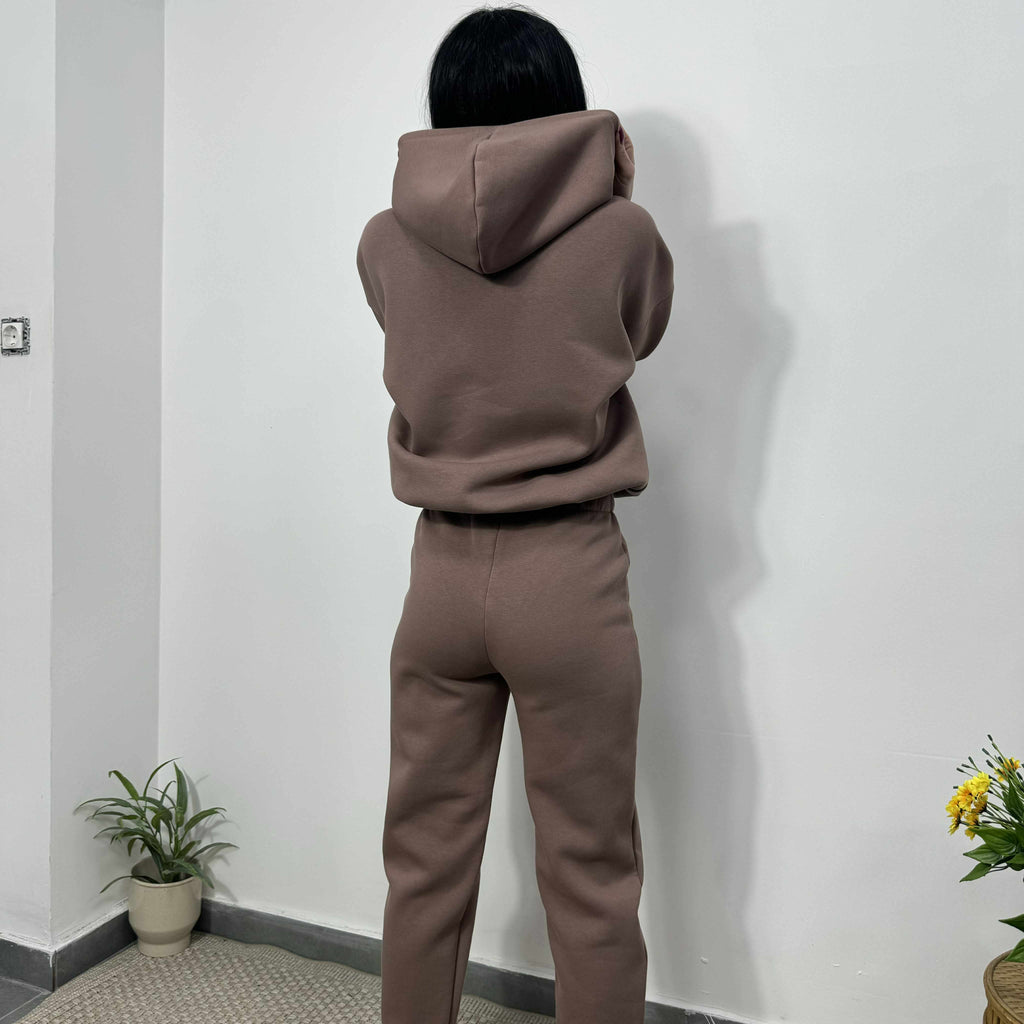 Set din două piese matlasat MIST cu glugă, maro